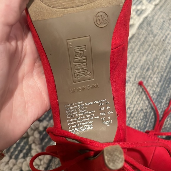 Brash womens heels suede microfiber red lace up heels size 6.5 - Picture 7 of 7